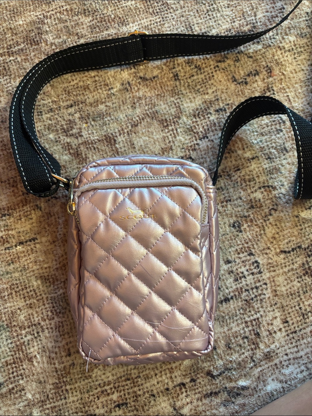 Scout Quilted Metallic Rose/purple Crossbody with Black Strap